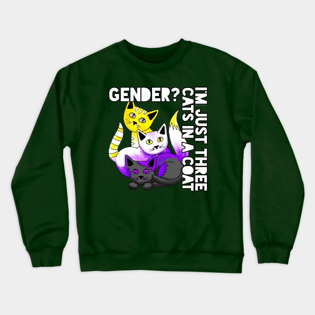 Three cats in a coat Crewneck Sweatshirt by Art by Veya